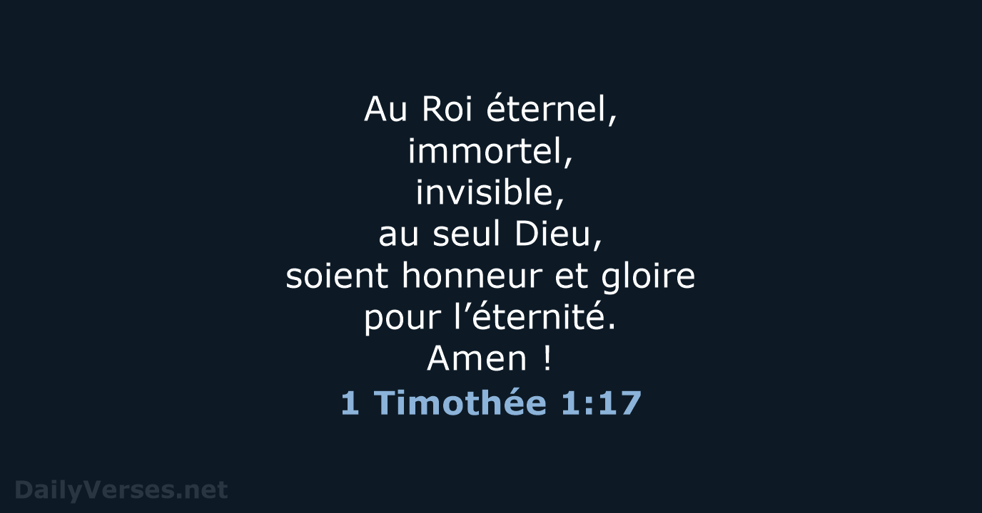 1 Timothée 1:17 - BDS