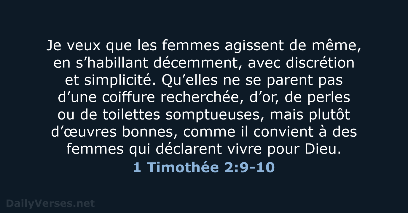 1 Timothée 2:9-10 - BDS