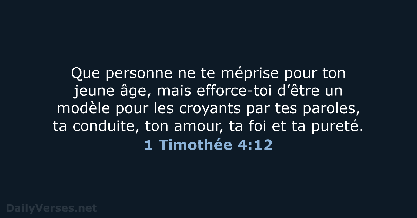 1 Timothée 4:12 - BDS