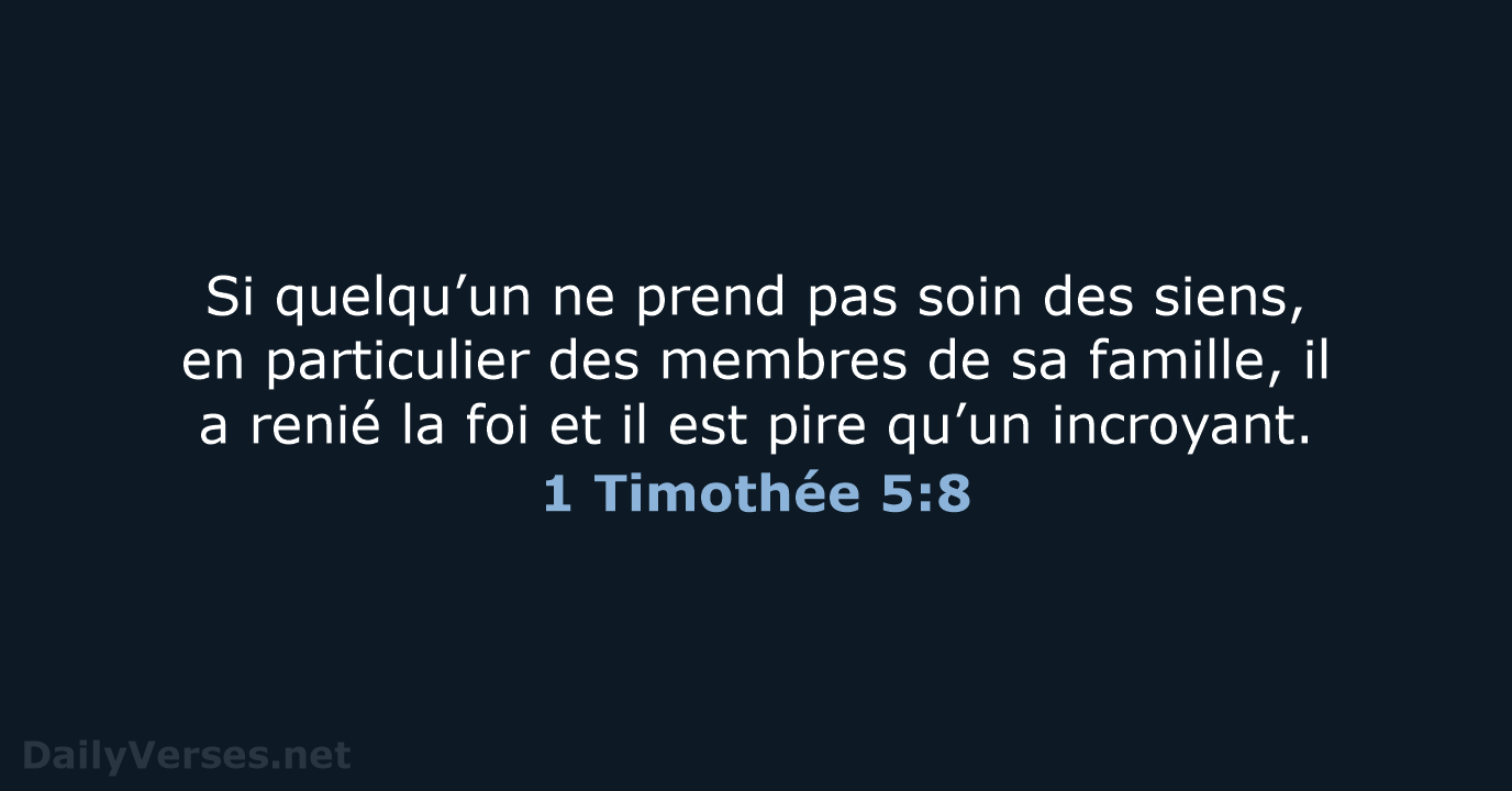 1 Timothée 5:8 - BDS