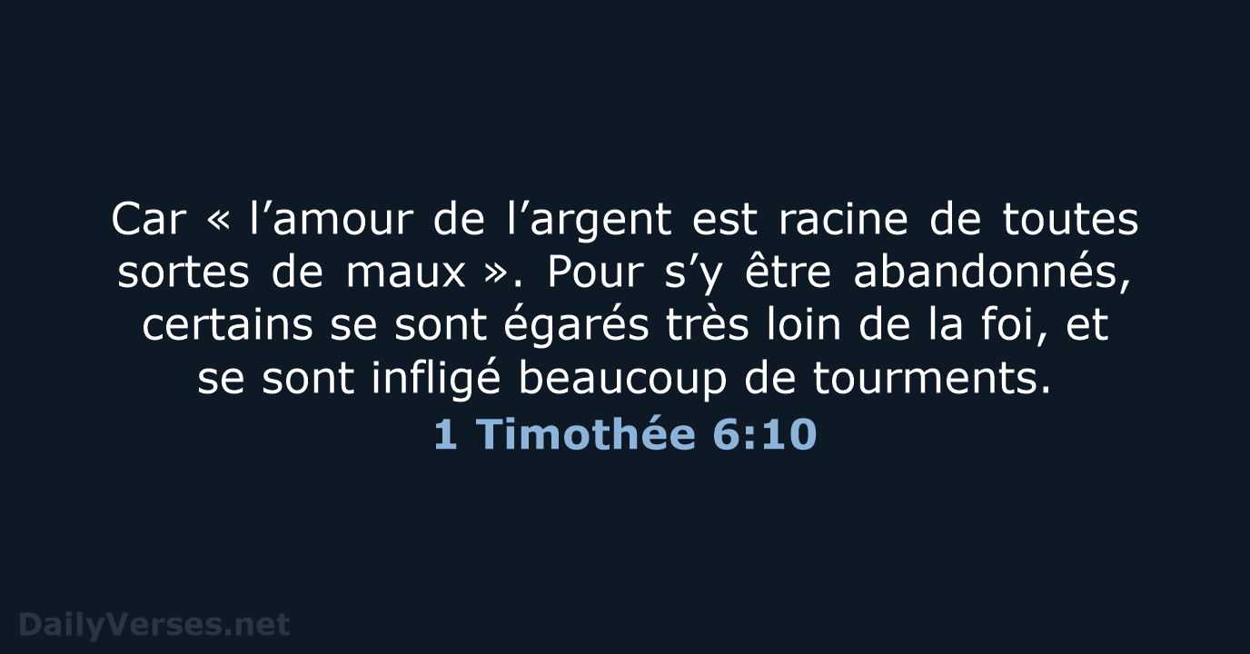 1 Timothée 6:10 - BDS
