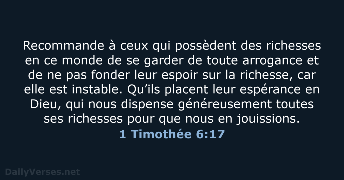 1 Timothée 6:17 - BDS