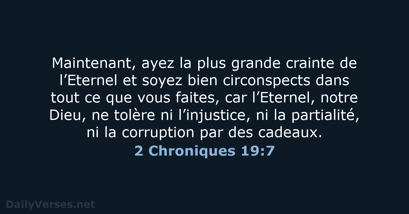 2 Chroniques 19:7 - BDS