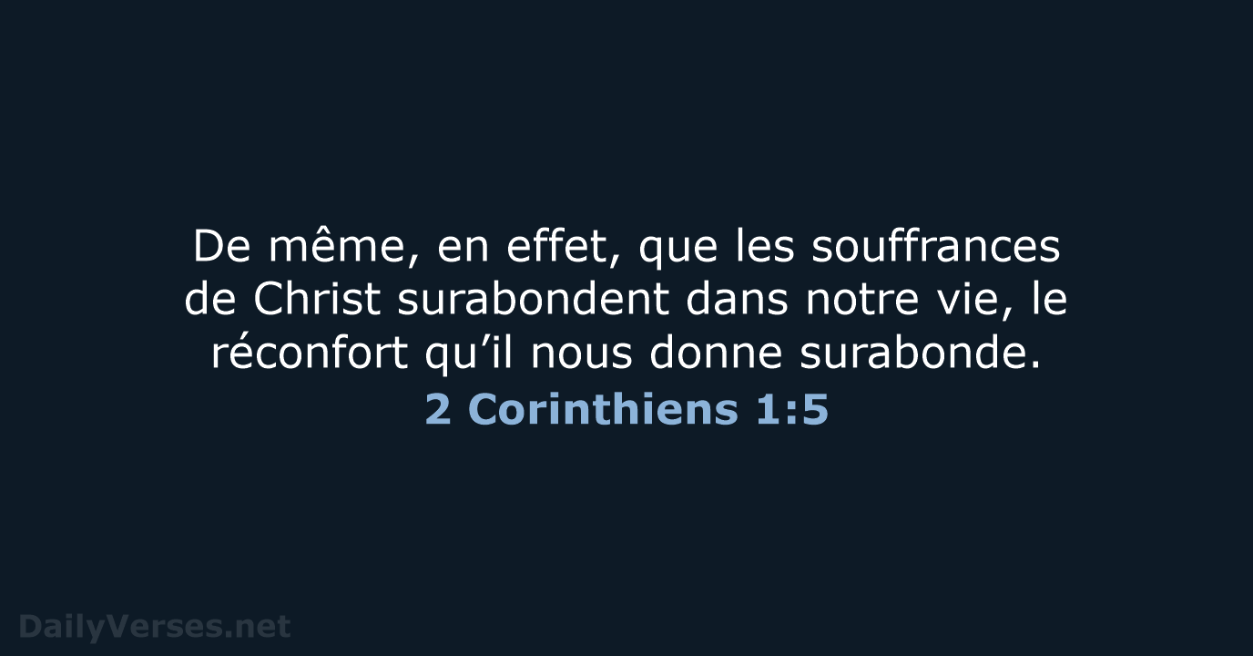 2 Corinthiens 1:5 - BDS