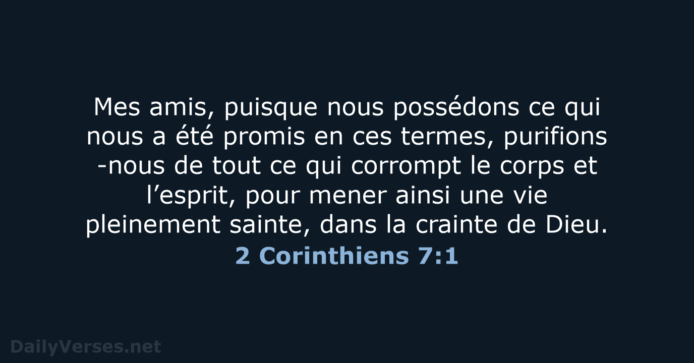 2 Corinthiens 7:1 - BDS