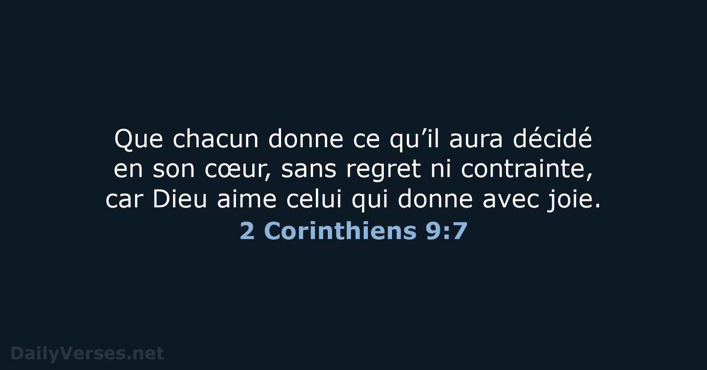 2 Corinthiens 9:7 - BDS