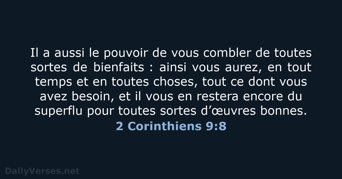 2 Corinthiens 9:8 - BDS