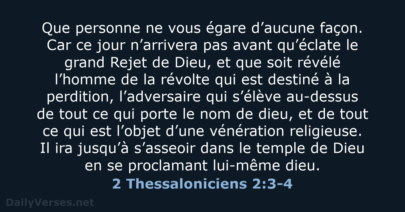 2 Thessaloniciens 2:3-4 - BDS