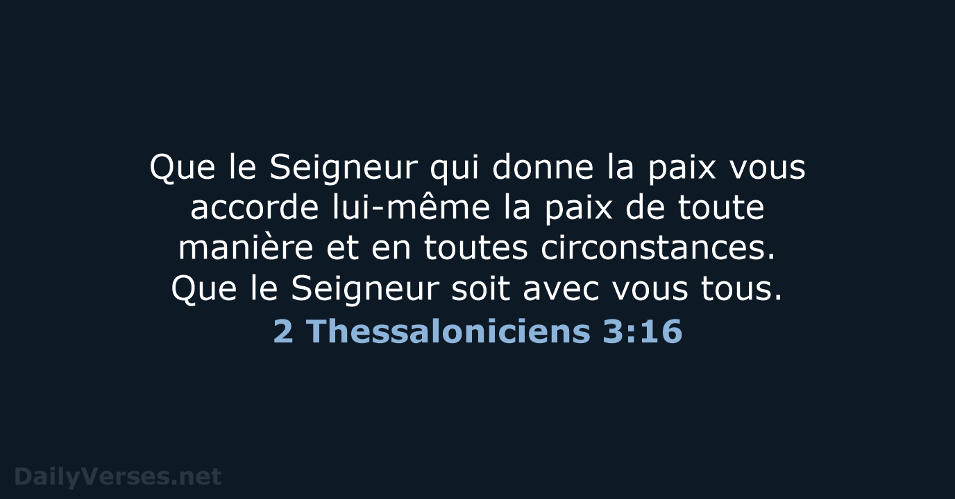 2 Thessaloniciens 3:16 - BDS