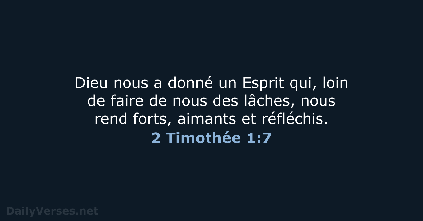 2 Timothée 1:7 - BDS
