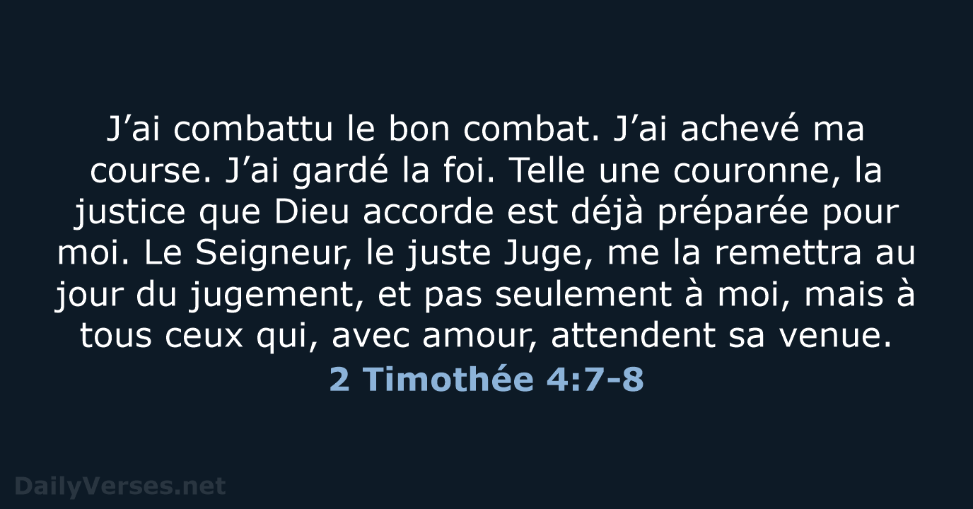 2 Timothée 4:7-8 - BDS