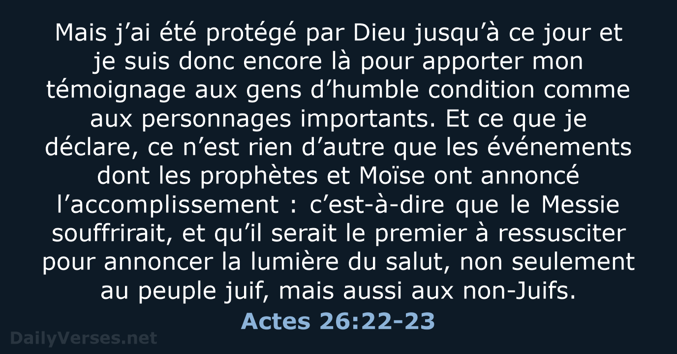 Actes 26:22-23 - BDS