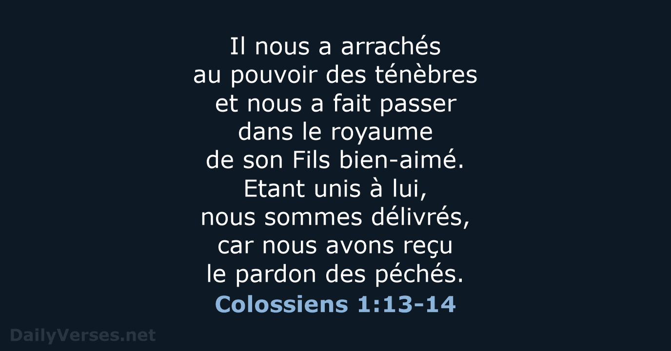 Colossiens 1:13-14 - BDS