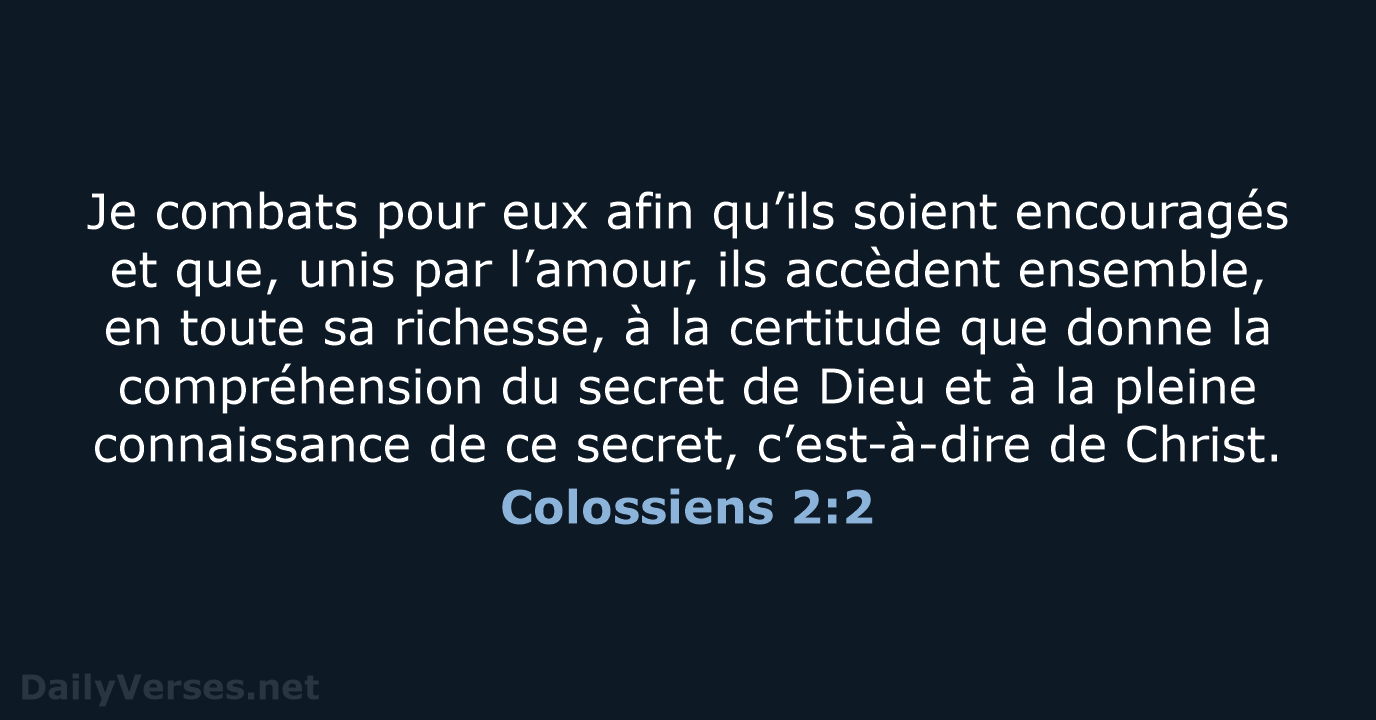 Colossiens 2:2 - BDS