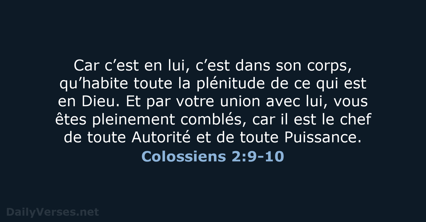 Colossiens 2:9-10 - BDS