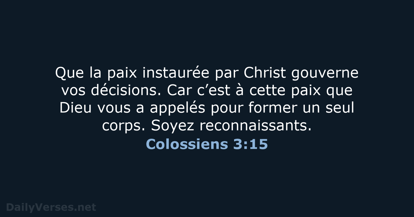 Colossiens 3:15 - BDS