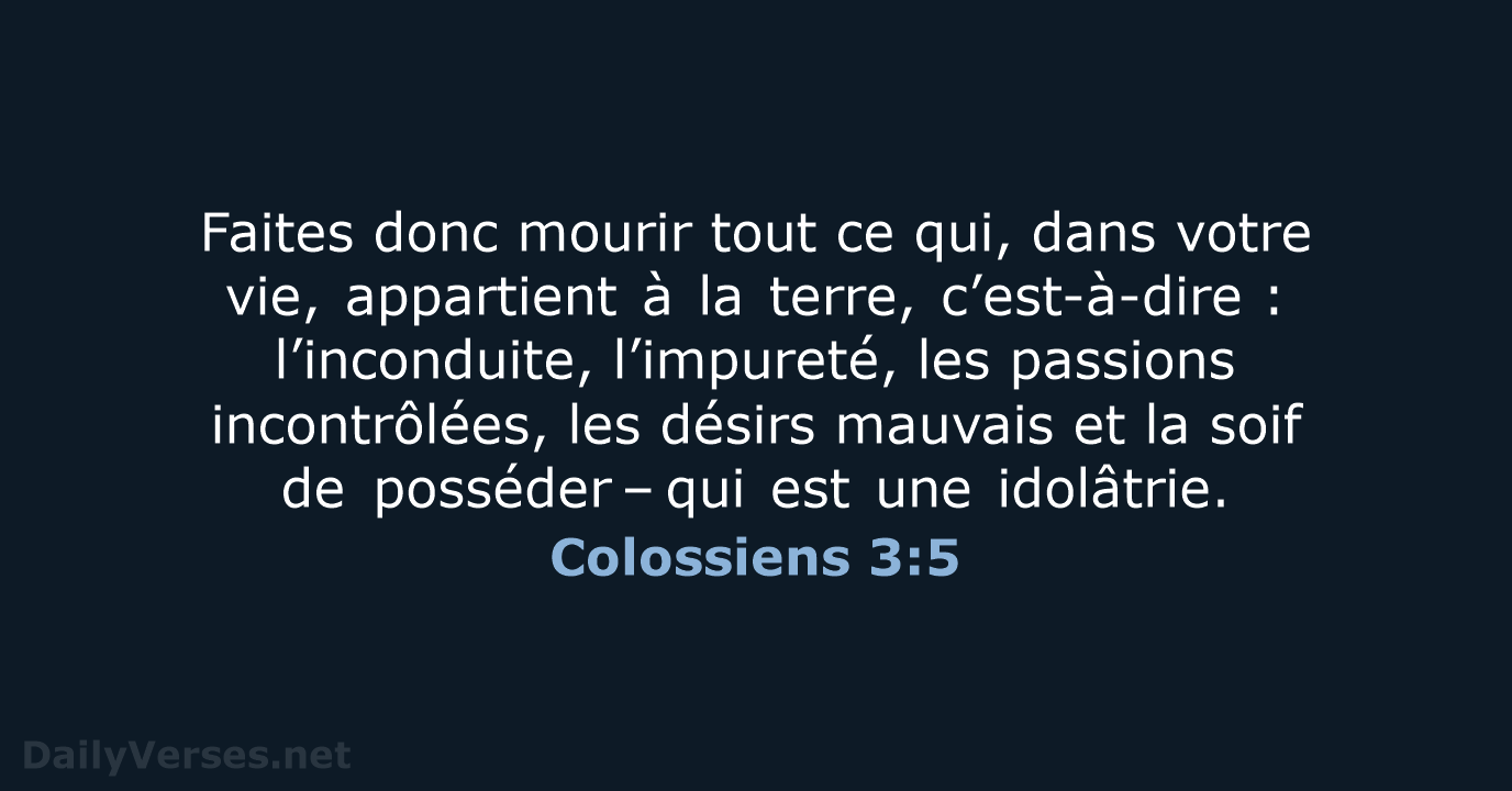 Colossiens 3:5 - BDS