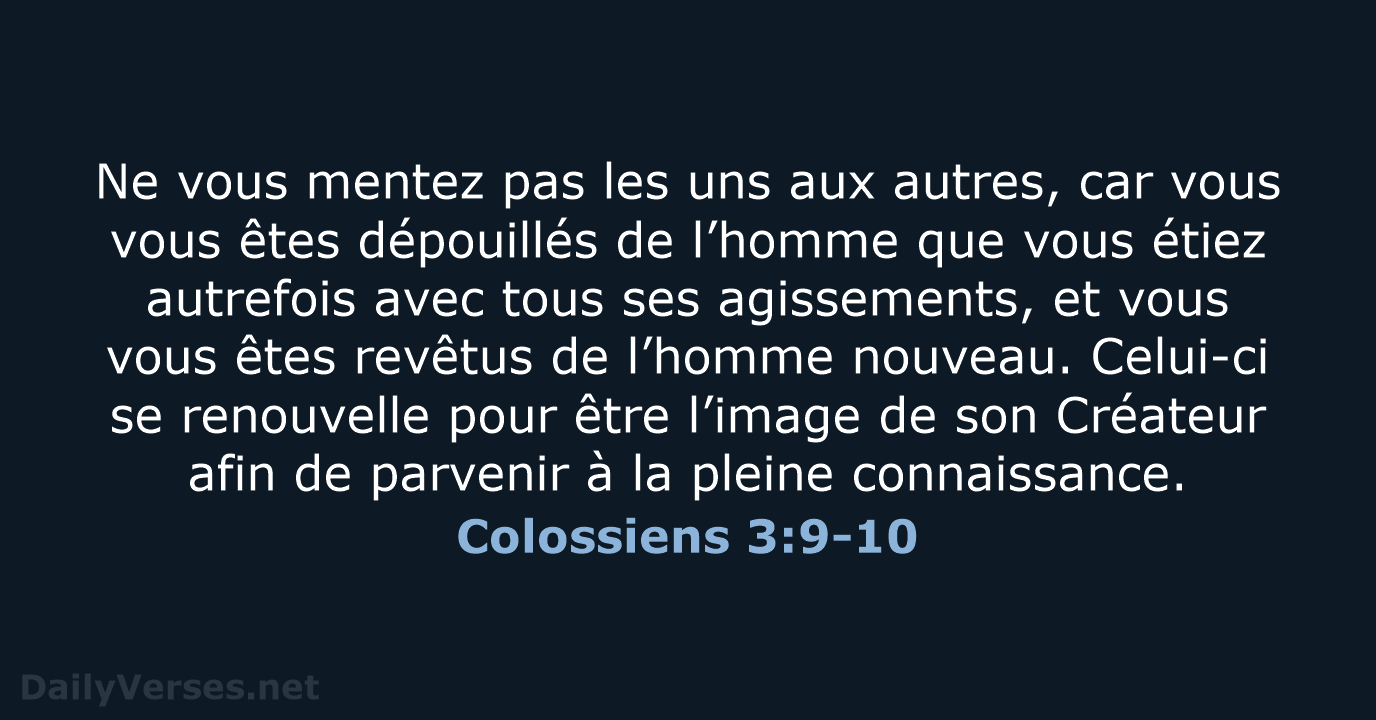Colossiens 3:9-10 - BDS