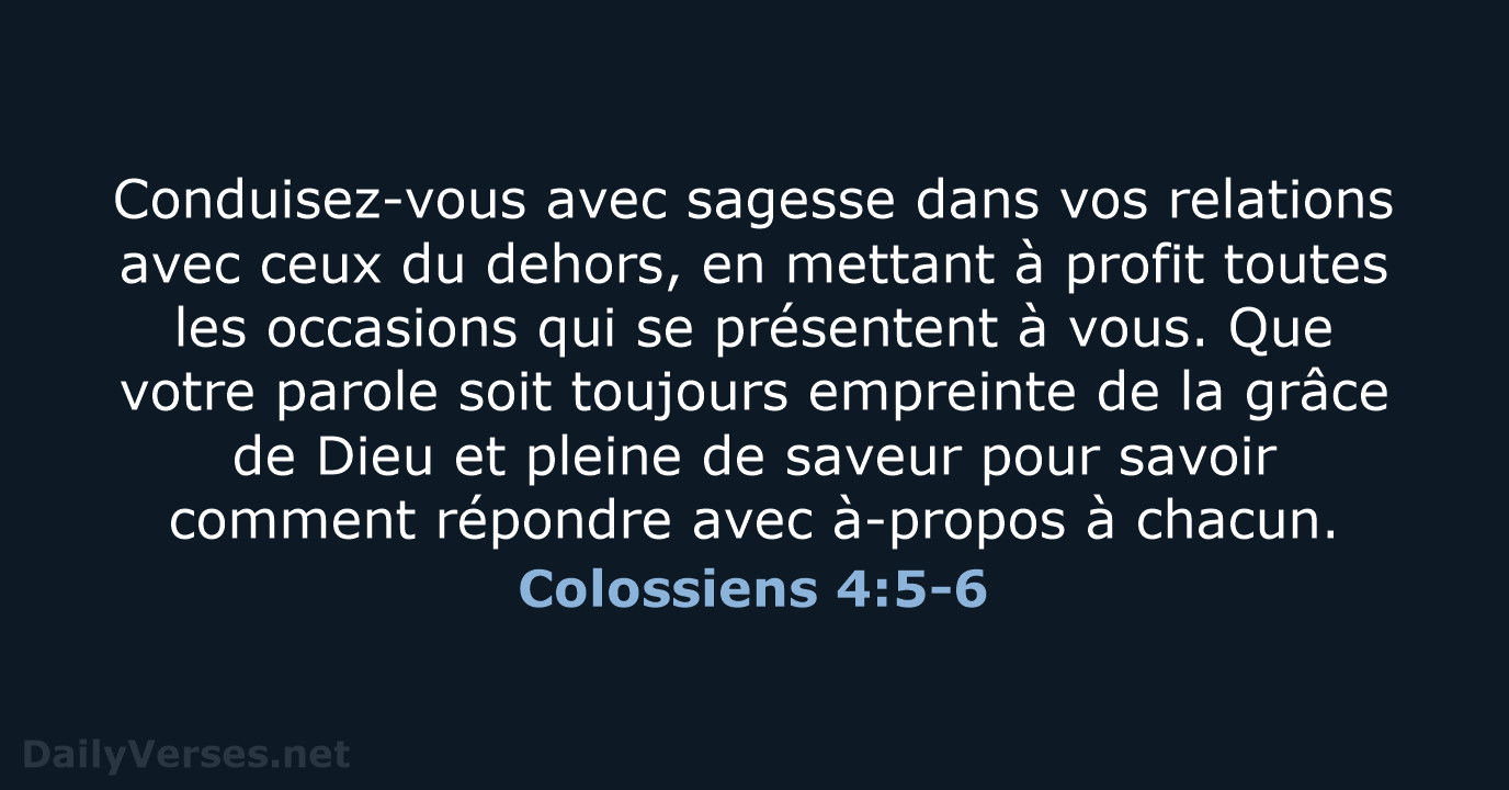 Colossiens 4:5-6 - BDS