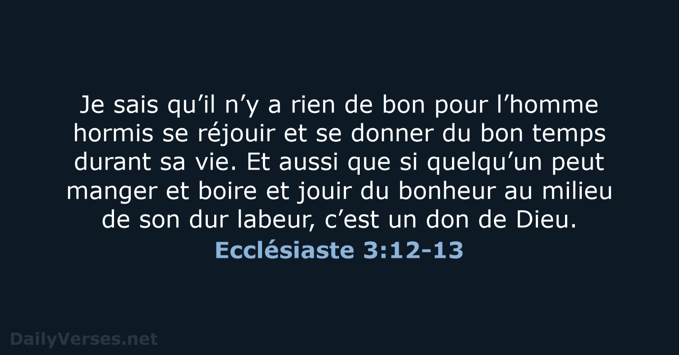 Ecclésiaste 3:12-13 - BDS