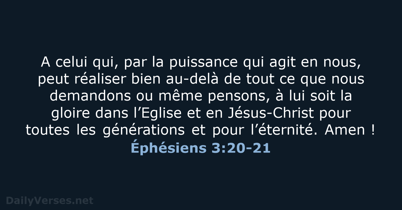 Éphésiens 3:20-21 - BDS