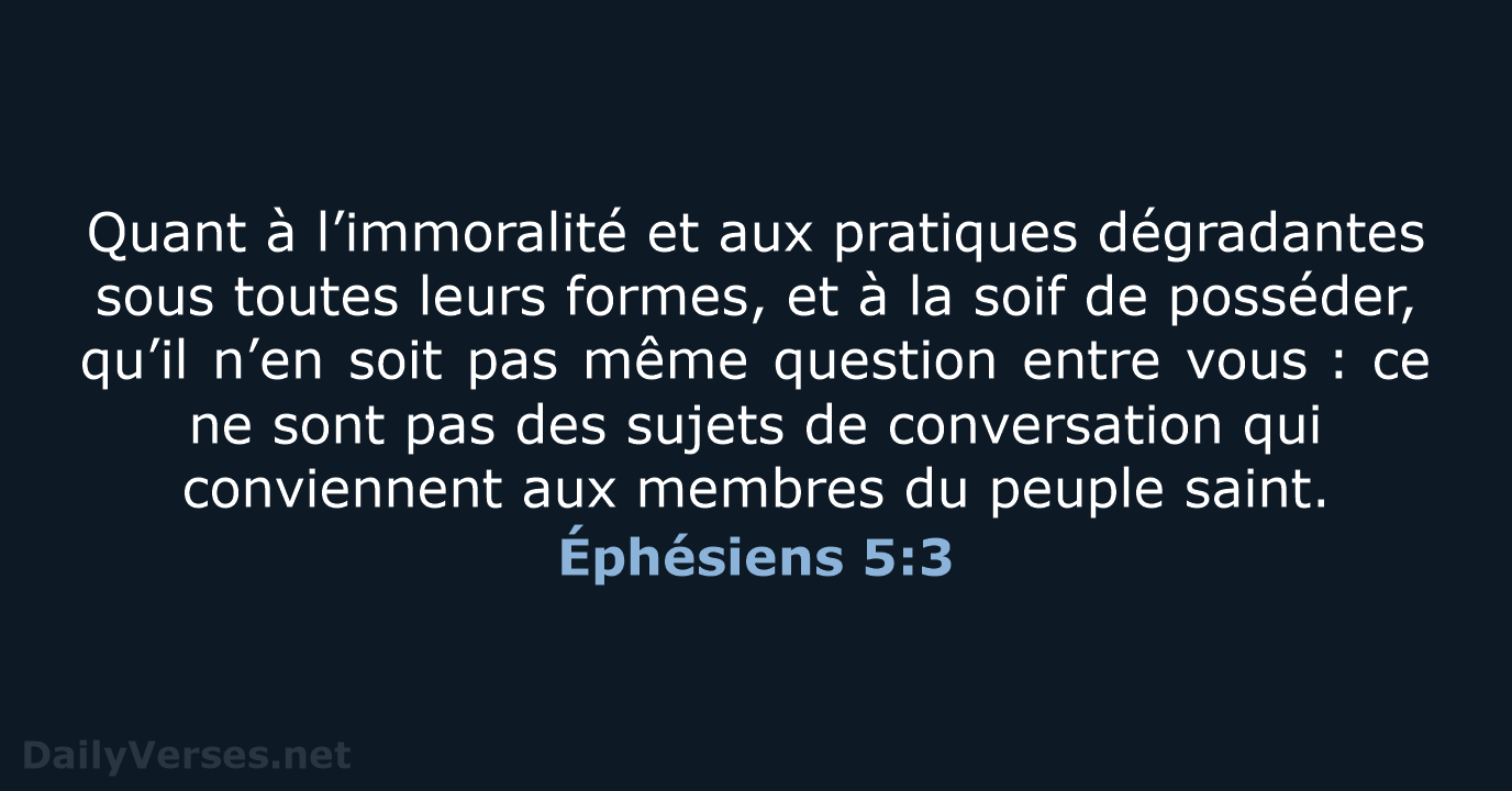 Éphésiens 5:3 - BDS