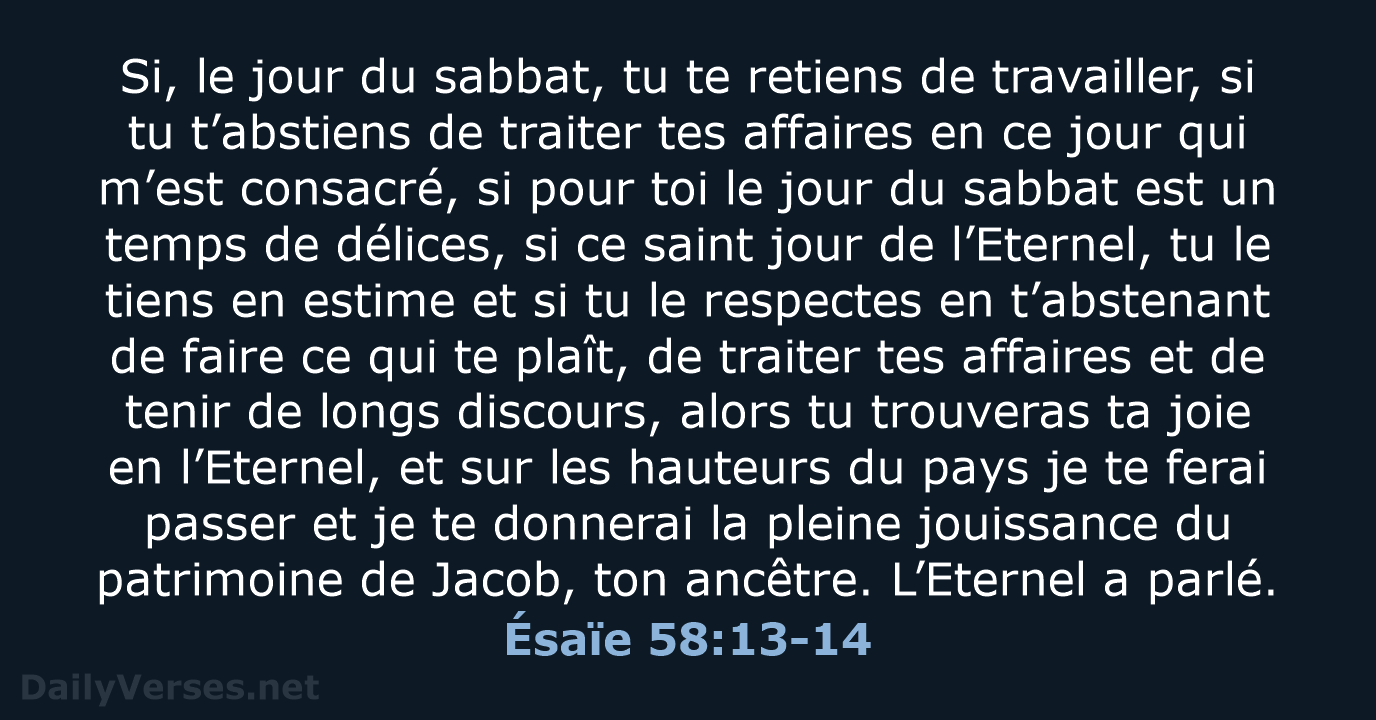 Ésaïe 58:13-14 - BDS