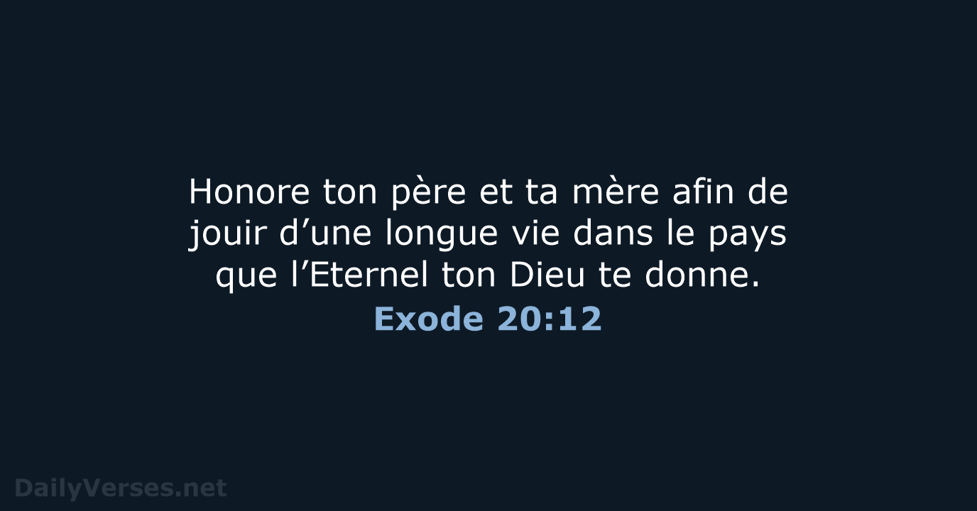 Exode 20:12 - BDS