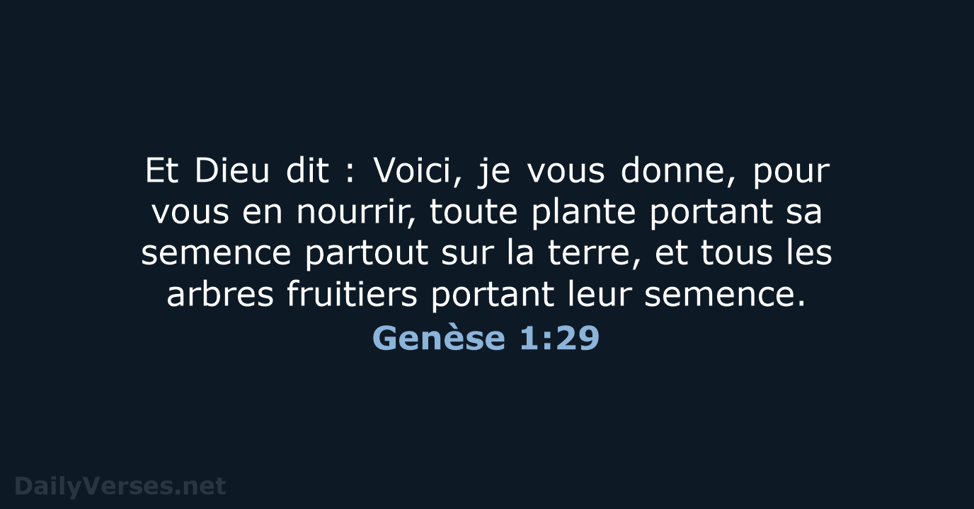 Genèse 1:29 - BDS