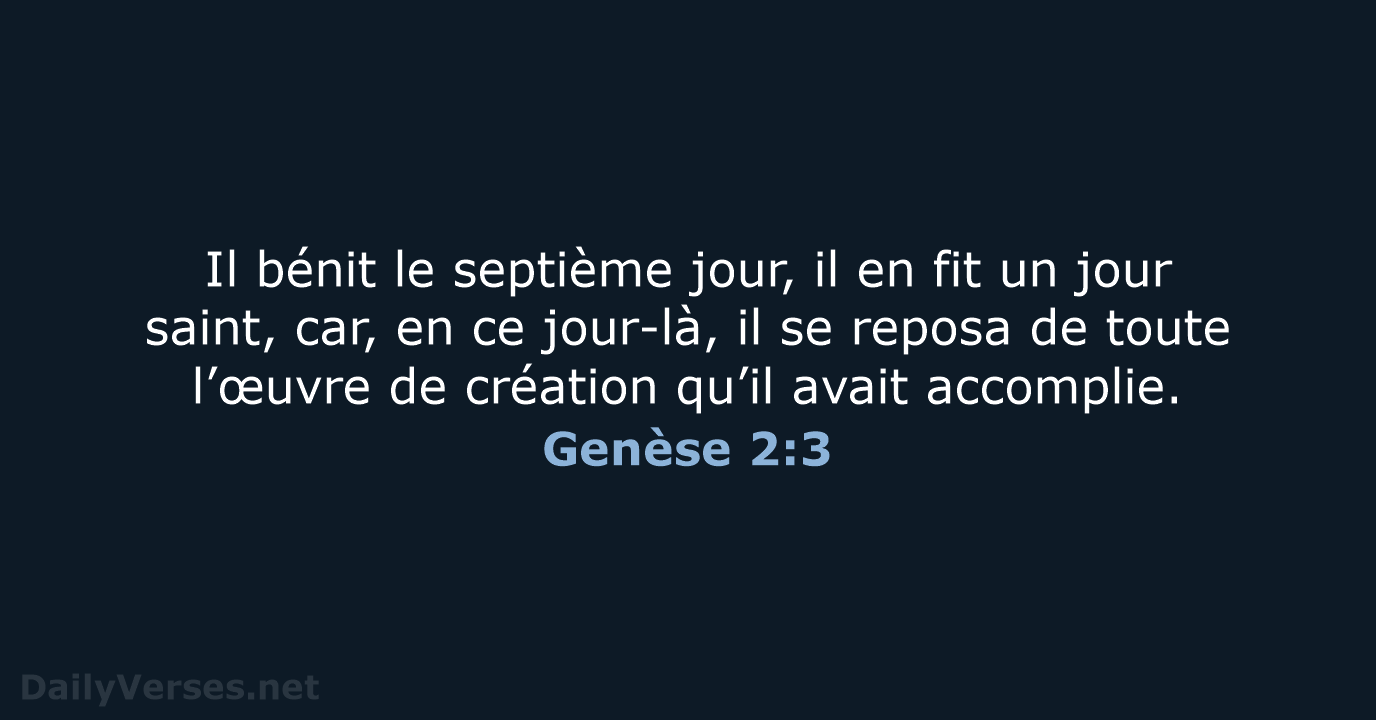 Genèse 2:3 - BDS