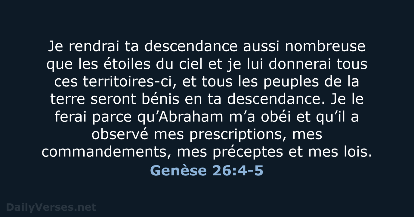 Genèse 26:4-5 - BDS
