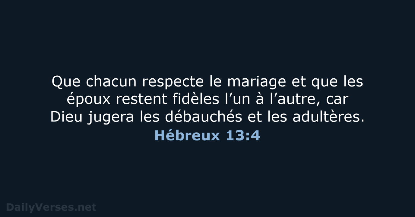 Hébreux 13:4 - BDS