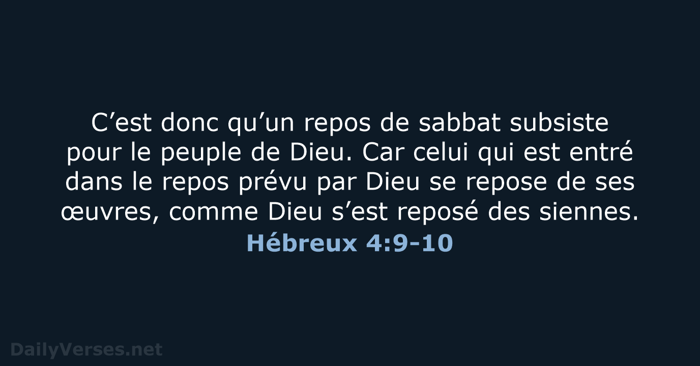 Hébreux 4:9-10 - BDS