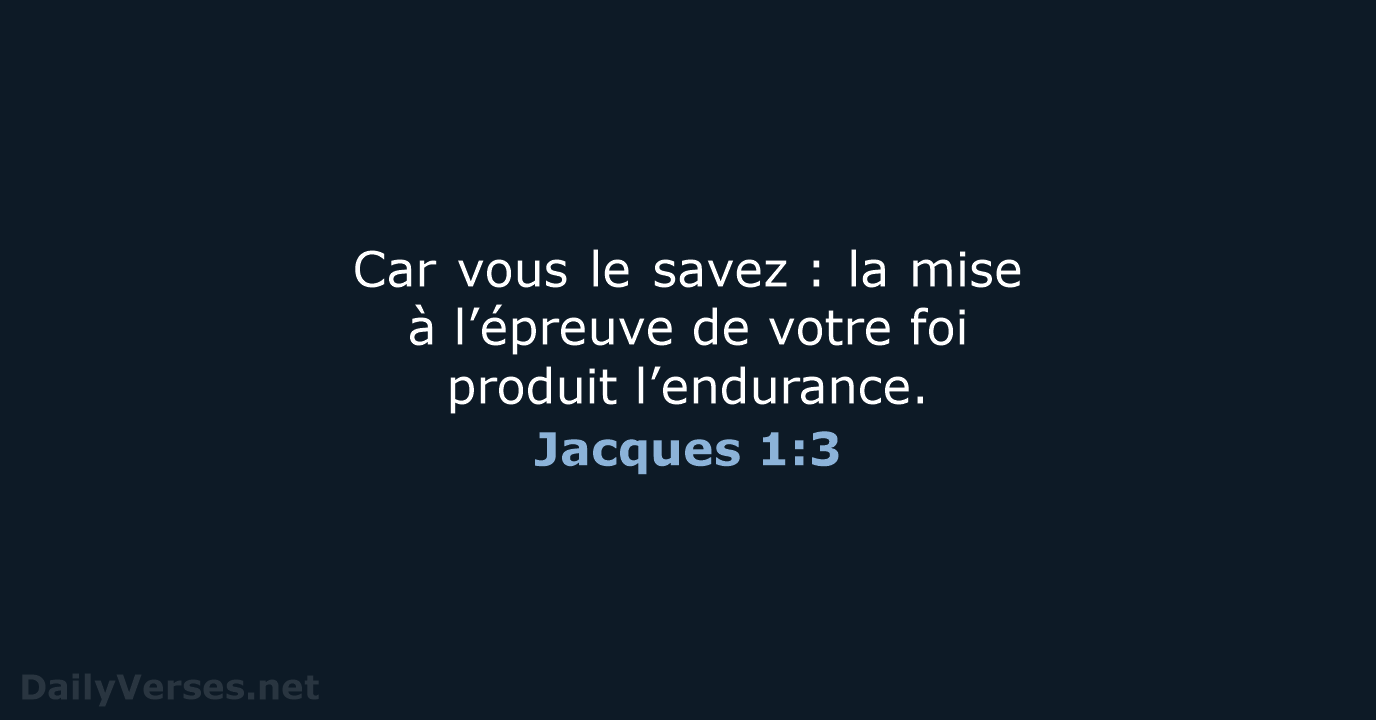 Jacques 1:3 - BDS