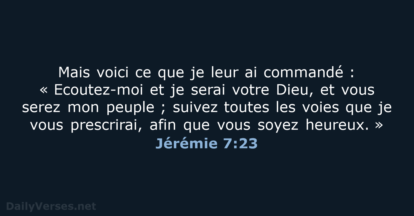 Jérémie 7:23 - BDS