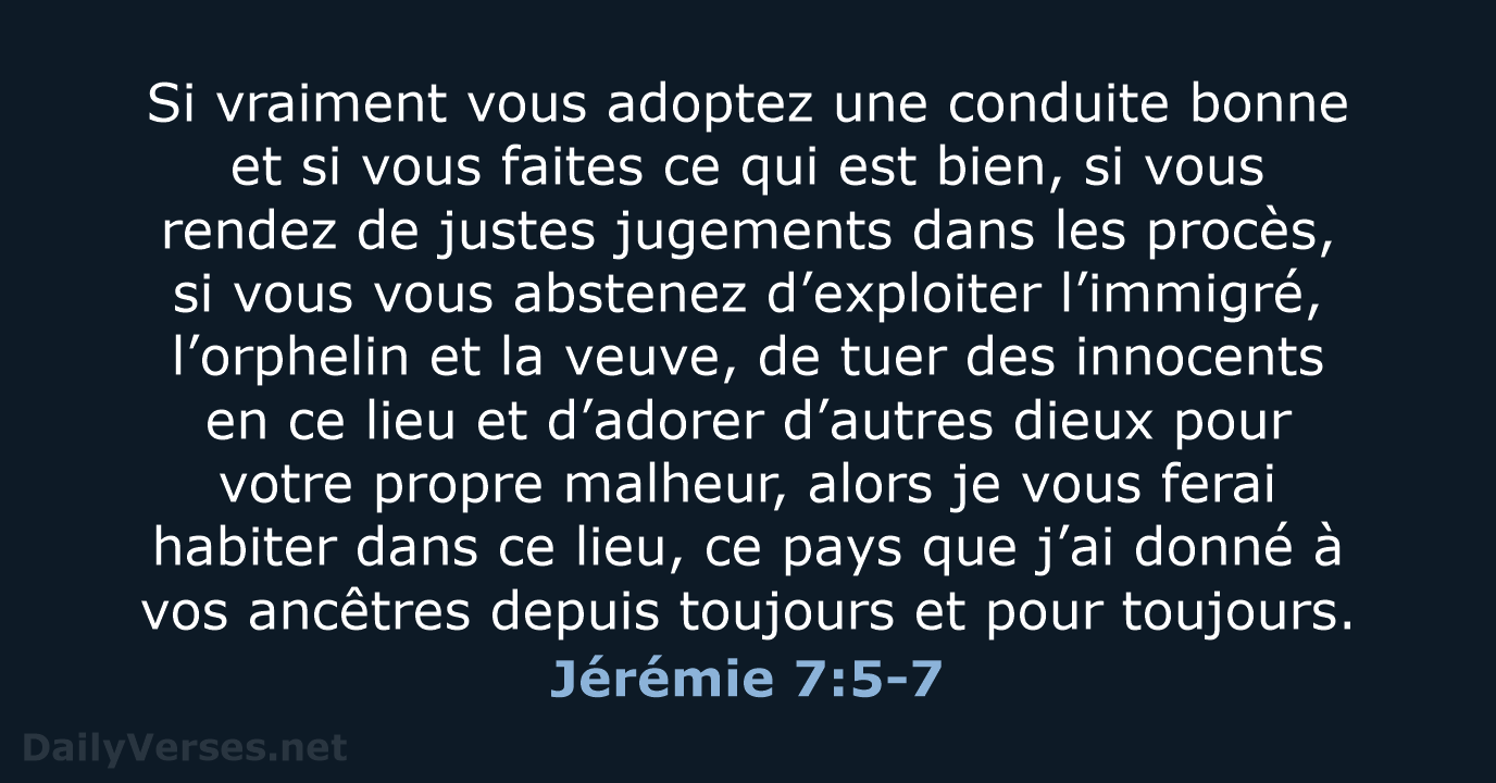 Jérémie 7:5-7 - BDS