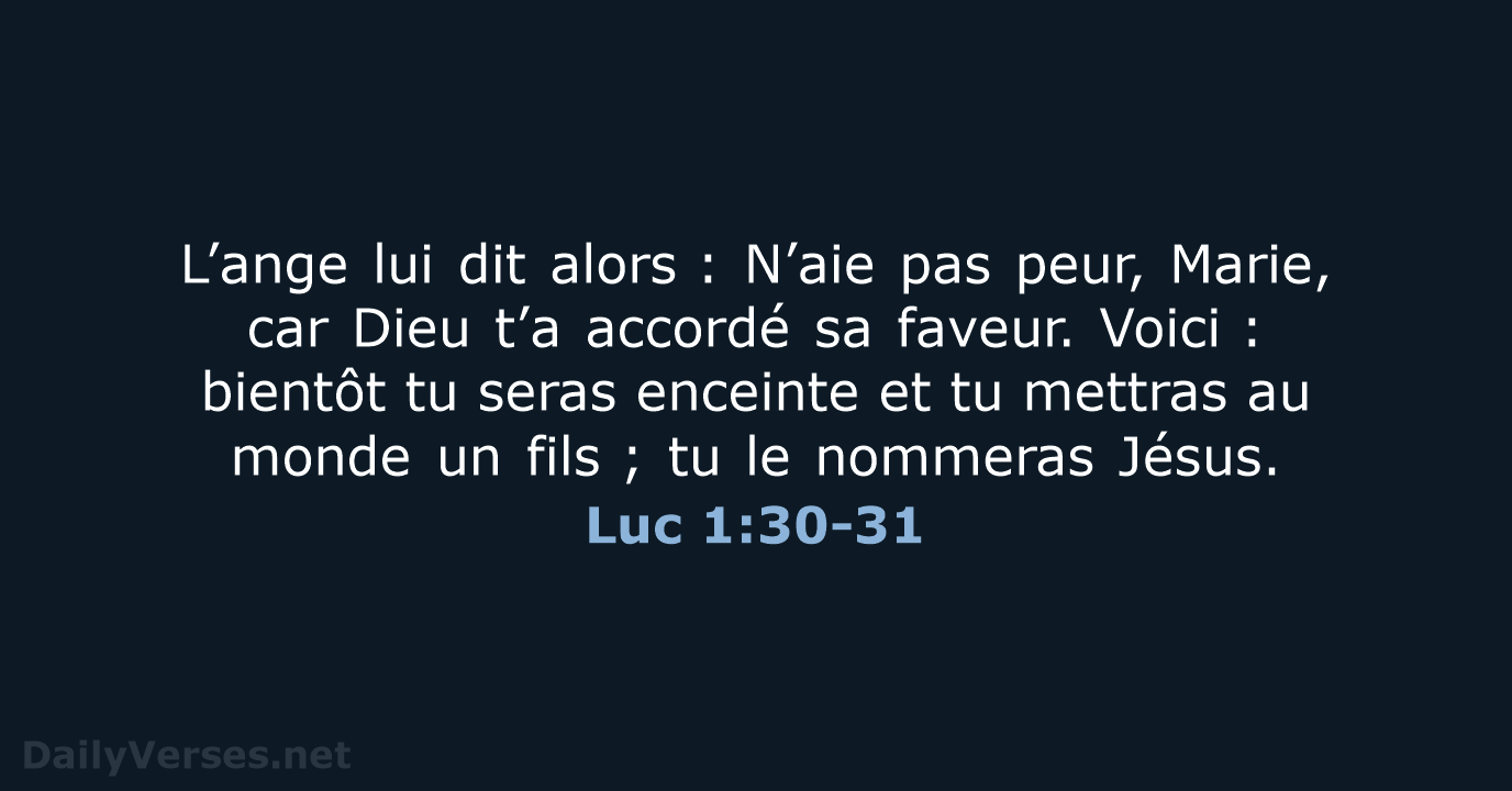 Luc 1:30-31 - BDS