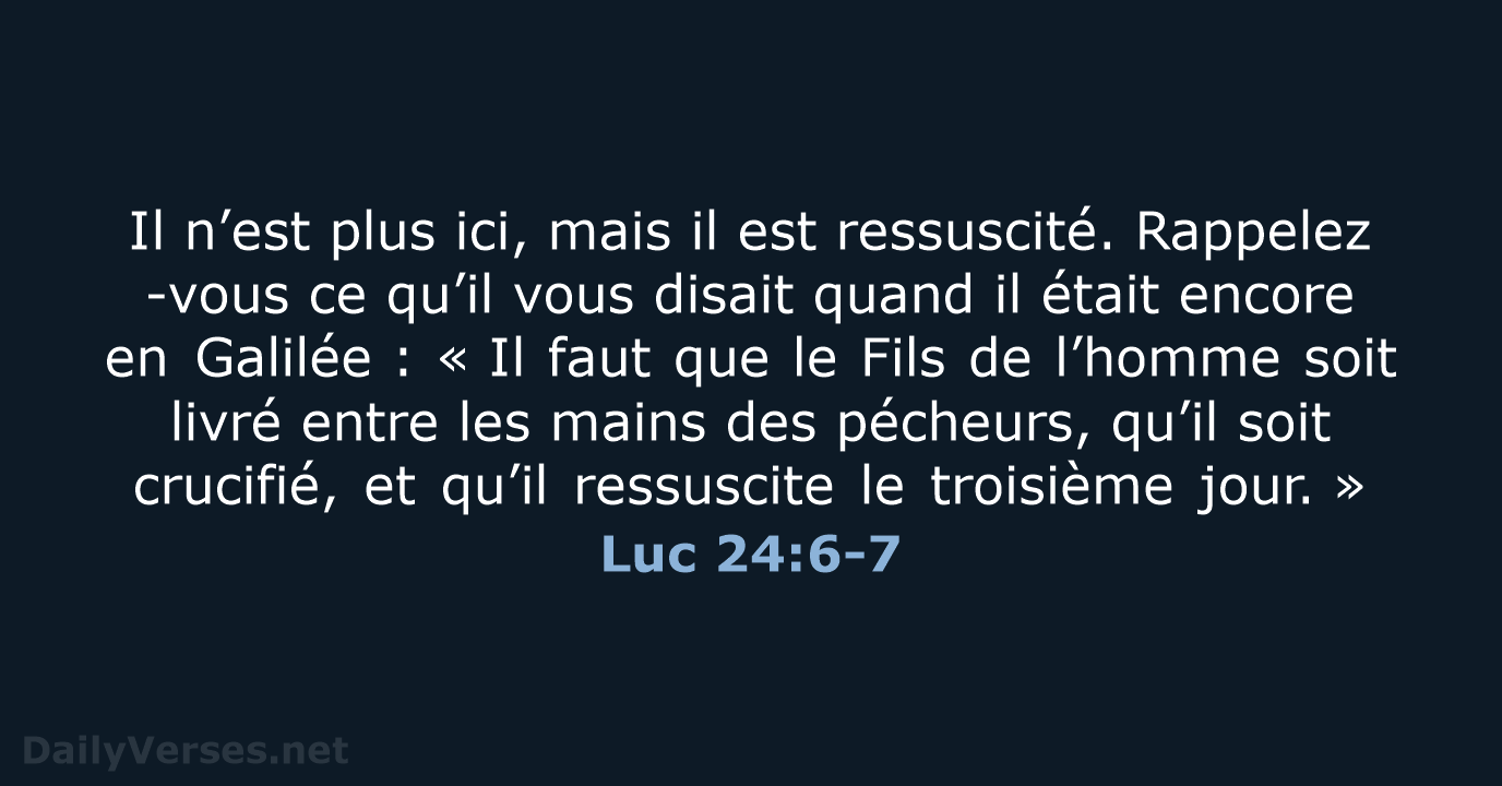 Luc 24:6-7 - BDS