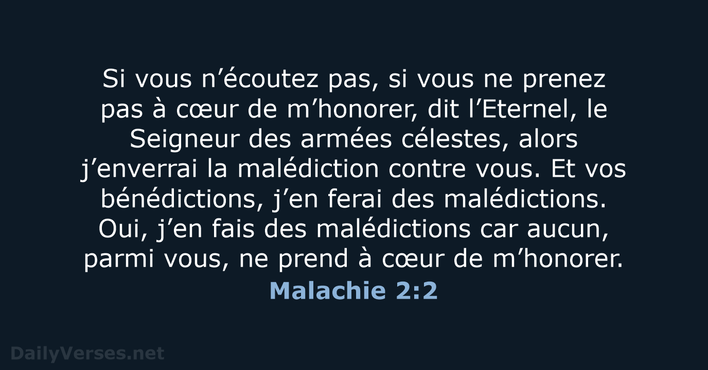 Malachie 2:2 - BDS