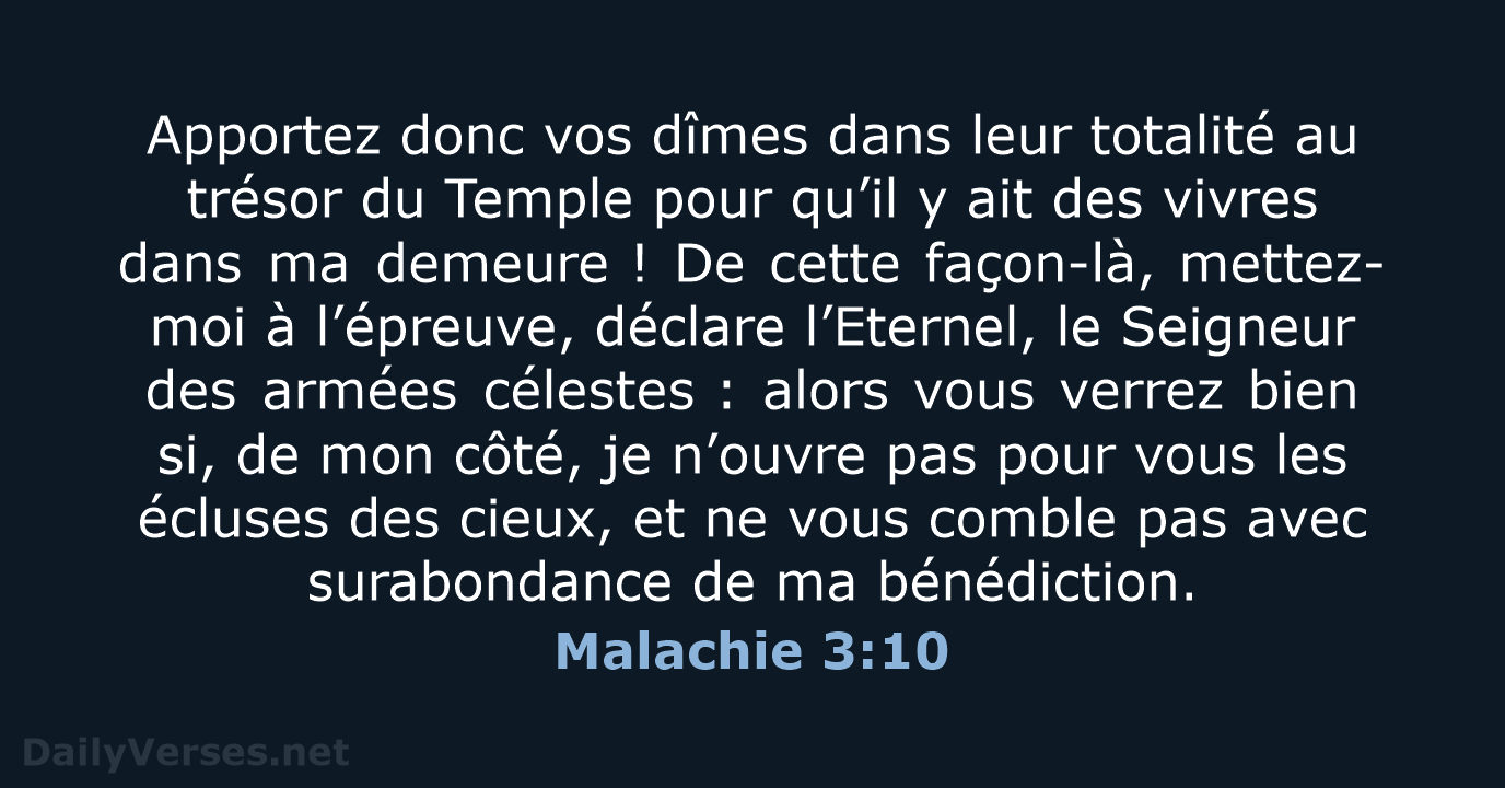 Malachie 3:10 - BDS