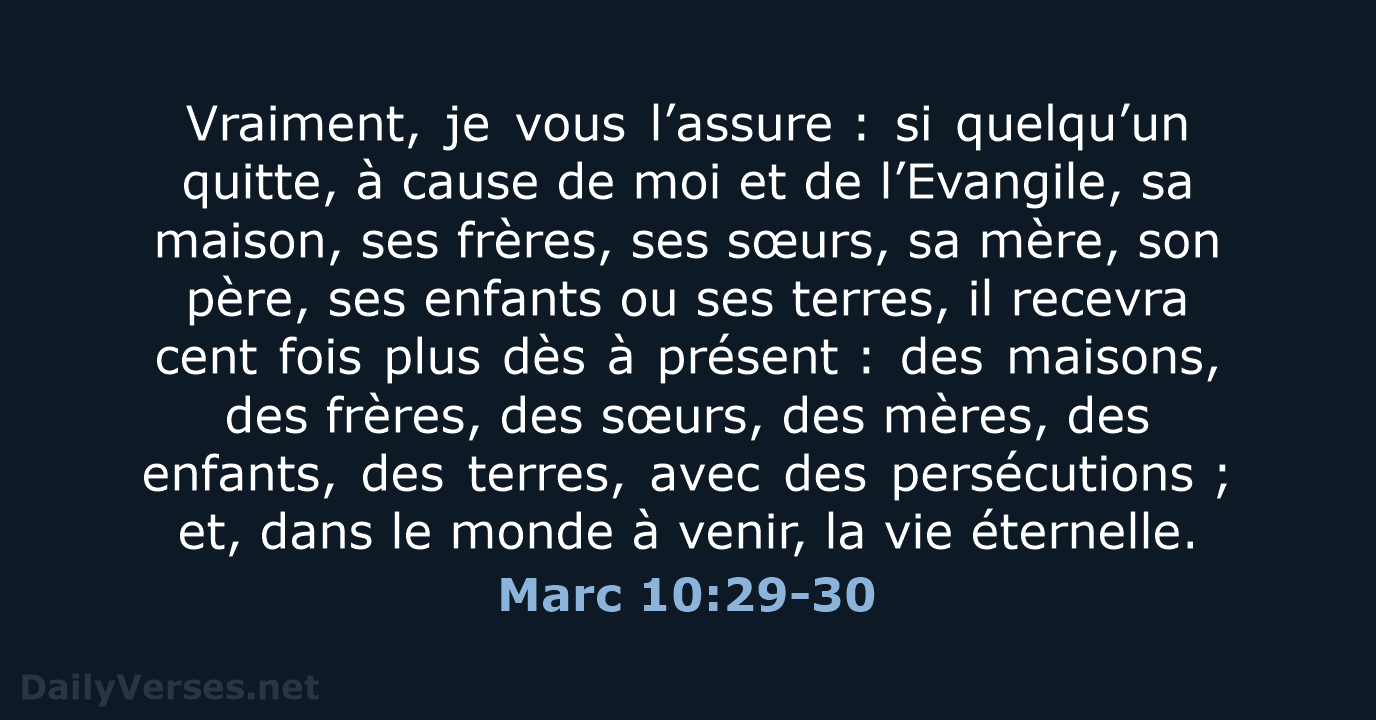 Marc 10:29-30 - BDS