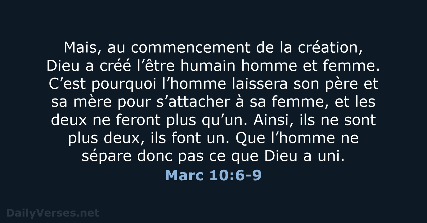 Marc 10:6-9 - BDS