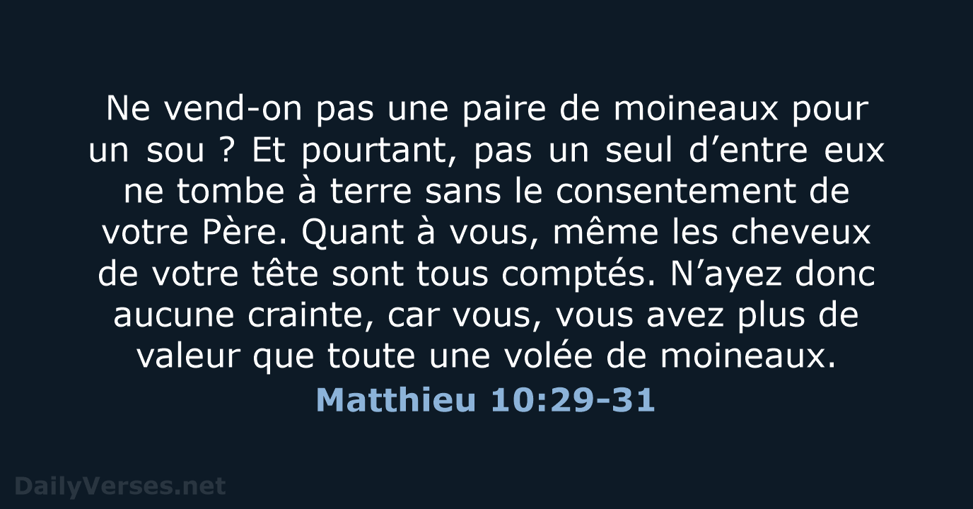 Matthieu 10:29-31 - BDS