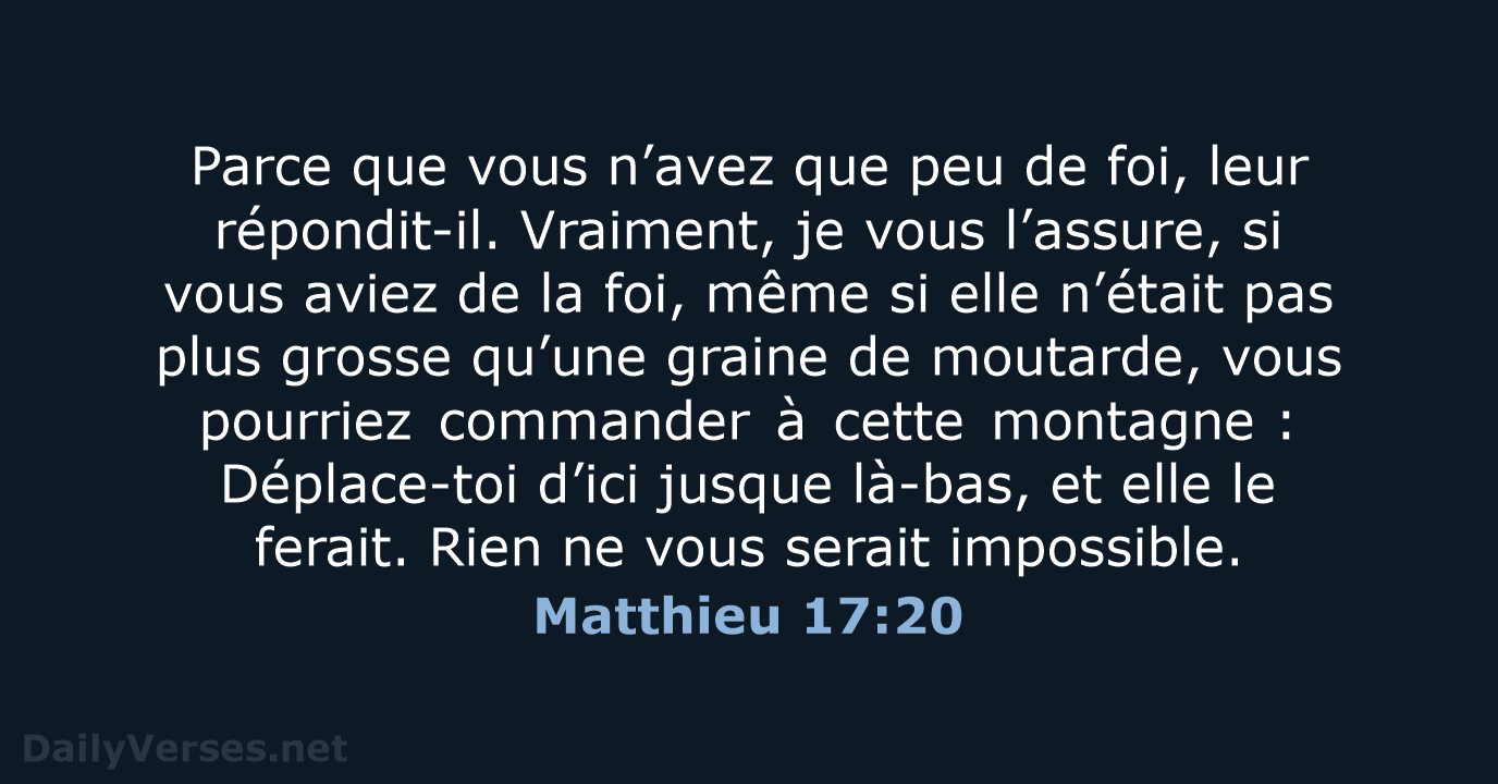 Matthieu 17:20 - BDS