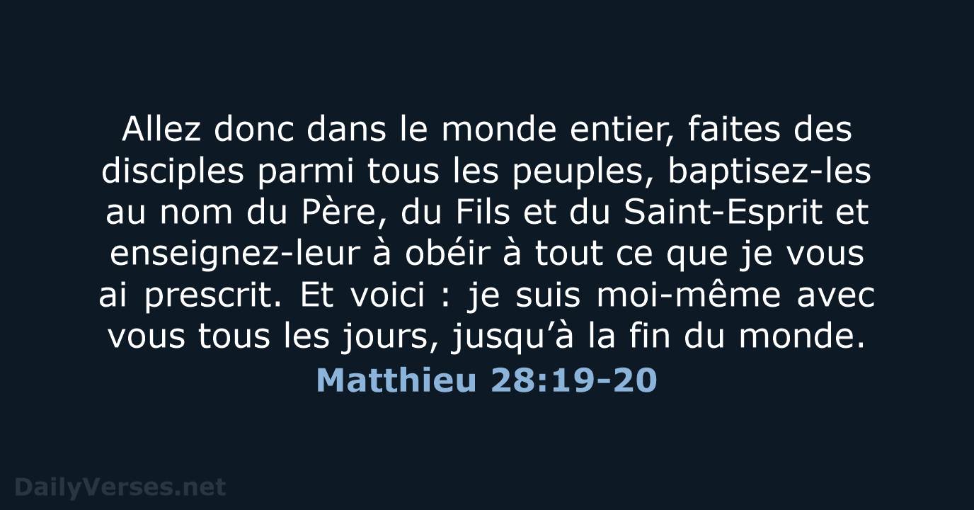 Matthieu 28:19-20 - BDS