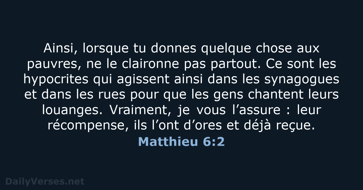 Matthieu 6:2 - BDS