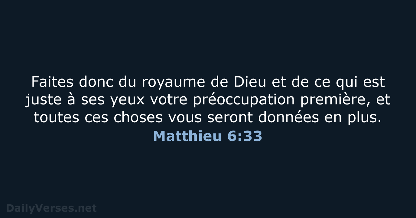 Matthieu 6:33 - BDS