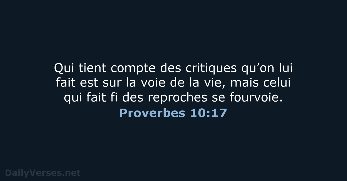 Proverbes 10:17 - BDS