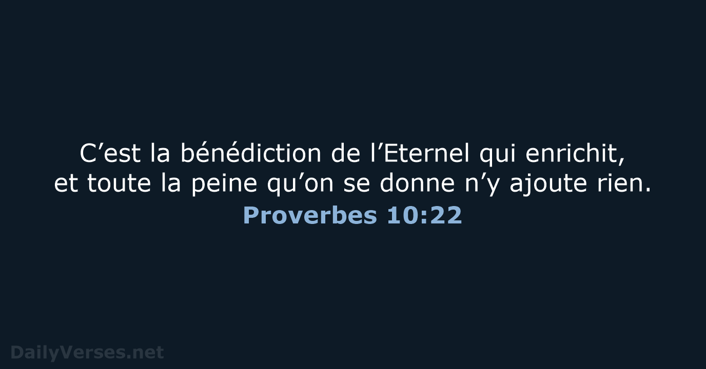 Proverbes 10:22 - BDS