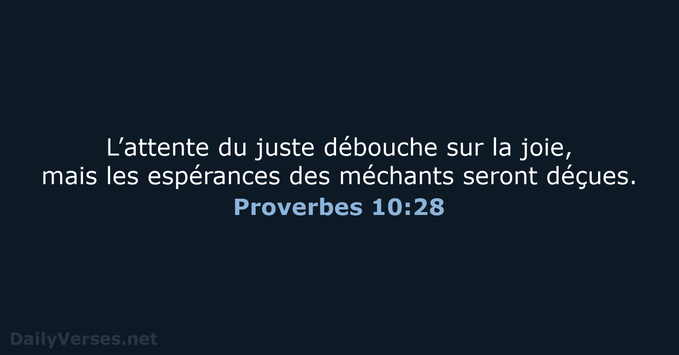 Proverbes 10:28 - BDS